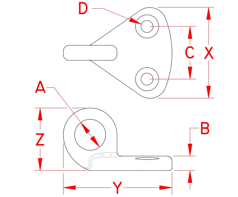 Stainless Steel Anchor Eye, S3701-0001, Line Drawing Stainless Steel Anchor Eye, S3701-0001, Line Drawing